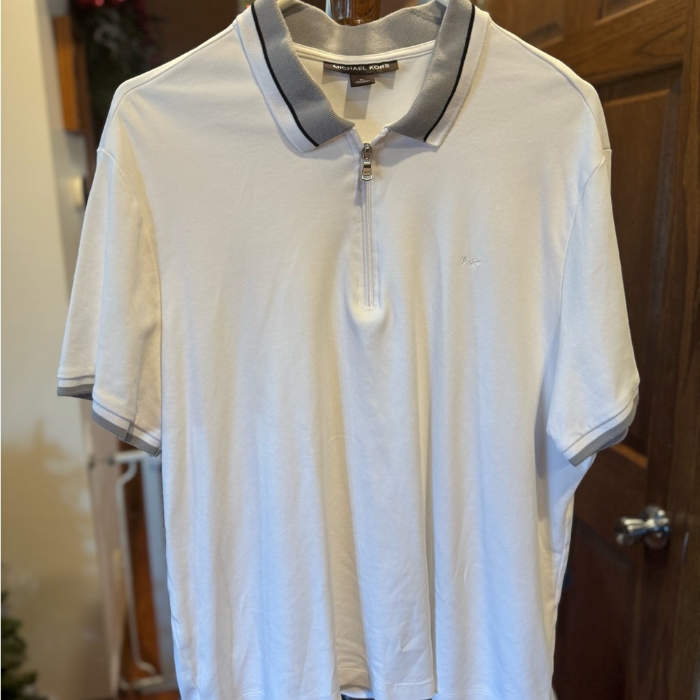 Michael Kors White Polo with Gray Trim